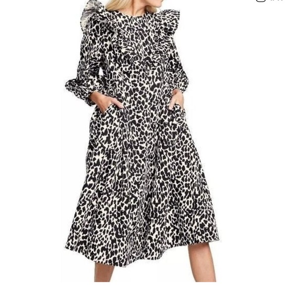 Sandy Liang Dresses & Skirts - Sandy Liang Black and White Leopard-Print Maxi Dress 100% cotton
